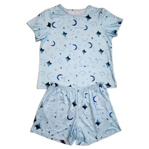 NWOT Women's Pajama Set Short Sleeve With Shorts Sky Blue Size M